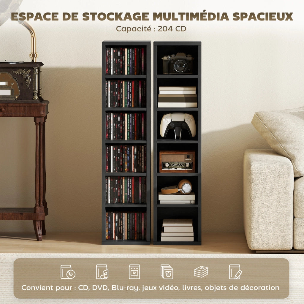 Libreria Colonna 2 Pezzi ¨C Xylo ¨C Nero 12 Scomparti 21x22,5x88,5cm