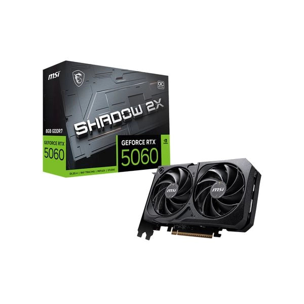 Msi vga geforce rtx 5060, rtx 5060 8g shadow 2x oc, 8gb gddr7, hdmi/dp*3, atx, dual fan, oc, bulk ed - RTX 5060 8G SHADOW 2X OC BULK