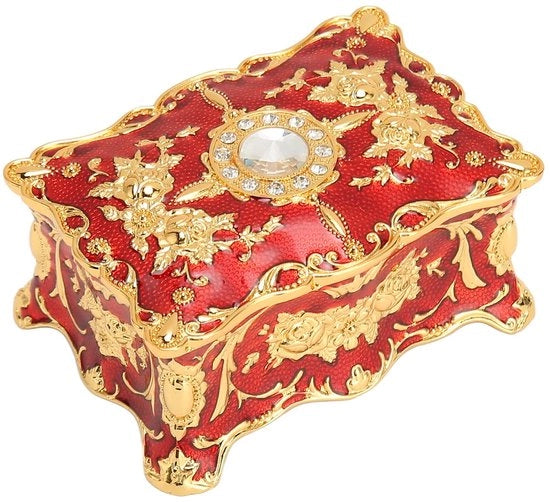 Scatola per Gioielli Vintage - Cassetto in Metallo Antico - Organizzazione per Collane/Bracciali - Anelli/Orecchini - Materiali di Alta Qualità - Rivestimento in Velluto - Cassetto per Gioielli