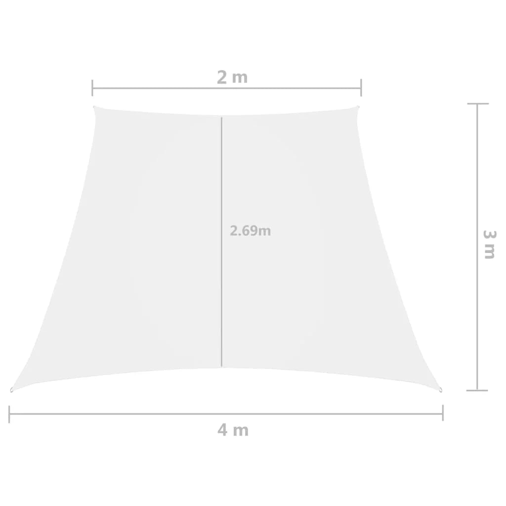 Vela ombreggiante/ombrellone tessuto Oxford trapezoidale 2/4 x 3 m bianco 02_0009748