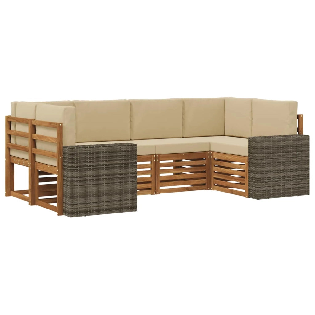 Set divano sezionale 6 pcs Naturale e Beige Poliestere