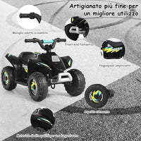 6V Quad Elettrico per Bambini con Batteria, Mini Quad con Funzione Avanti/Indietro, Velocità Massima 4,6 km/h (Nero)