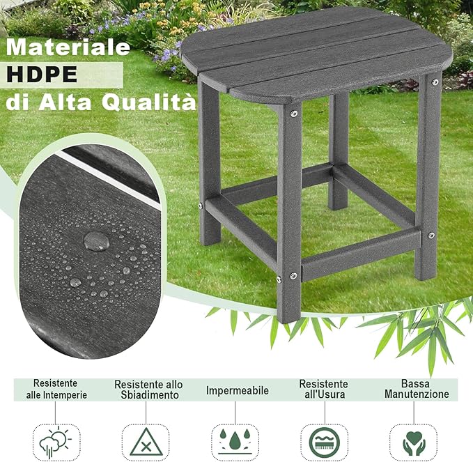 Set di 2 Tavolini Laterale Giardino, Tavolo Esterno Rettangolare in Legno, per Giardino Esterno Piscina, Portata 91 kg