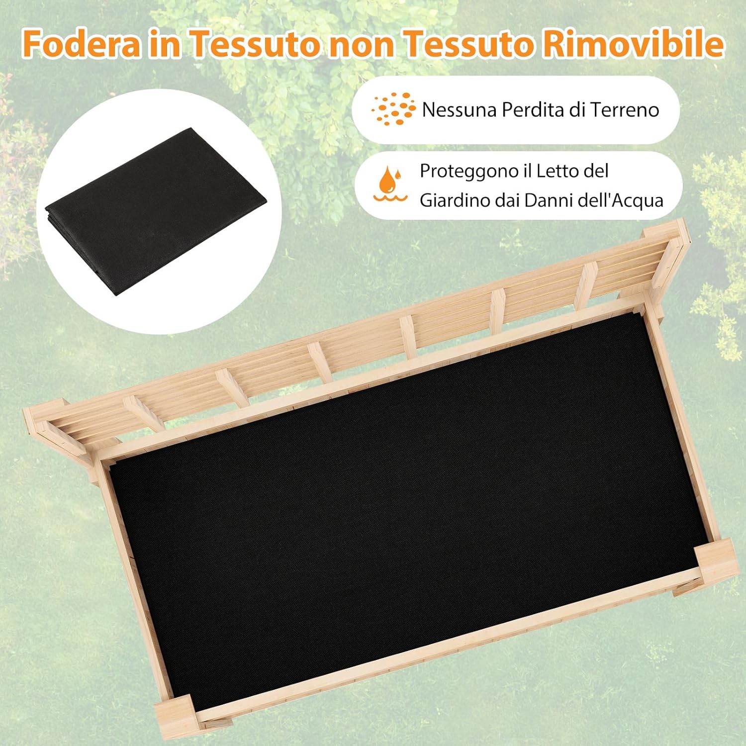 Letto da Giardino Rialzato, Fioriera Elevata con Traliccio, Mensola di Stoccaggio e Fori di Drenaggio, Orto Rialzato per Cortile, Giardino e Patio, 116 x 59 x 150 cm (Naturale)