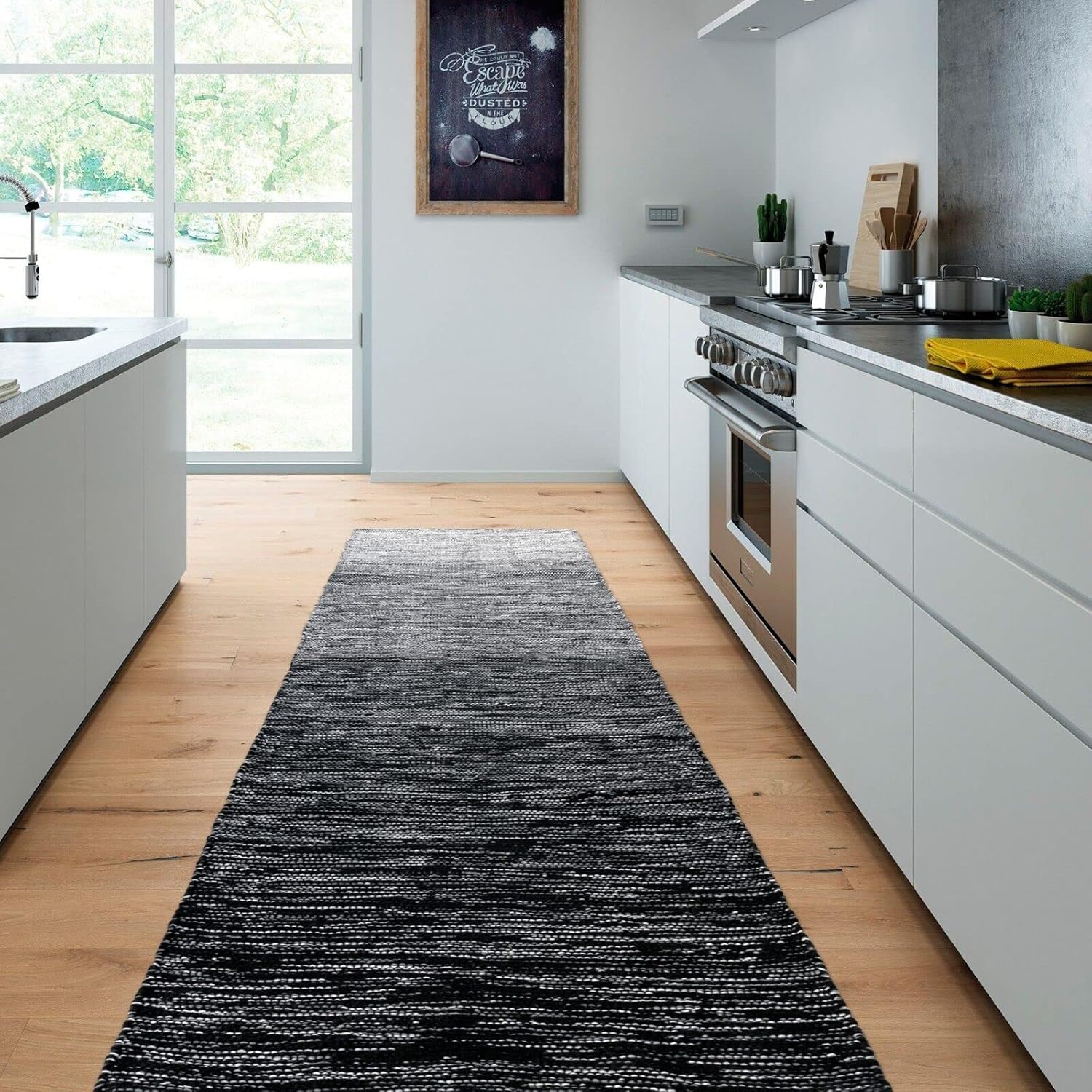 Tappeto Cucina Bagno Puro Cotone Assorbente Tessuto Intrecciato 55x280 cm