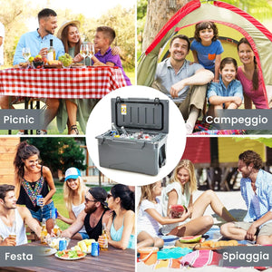 Frigorifero da Campeggio da 28 Litri, Frigo Portatile con Manico Resistente e Scarico, Freddo Fino 5-7 Giorni con Portabicchieri Integrati per Barbecue, Campeggio, Picnic, Pesca
