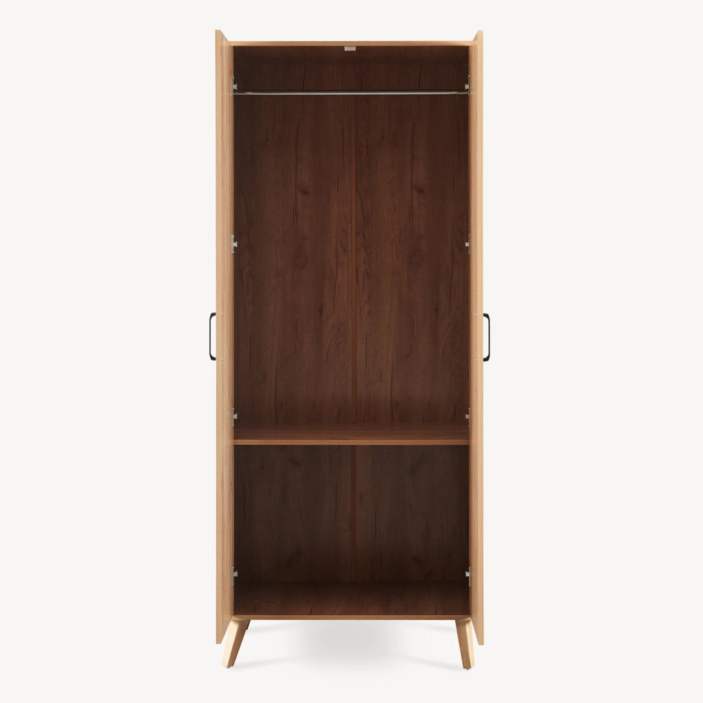 Armadio Guardaroba Norg con 2 Ante e Scomparto 191x80x52 cm - Effetto Rovere [en.casa]