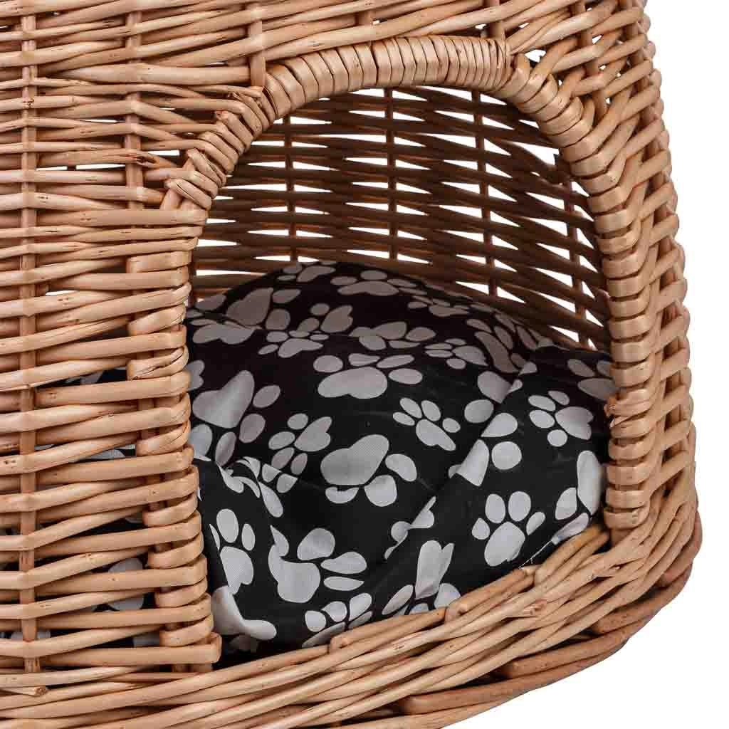 Lettino per animali domestici in vimini marrone 60x45x48 cm