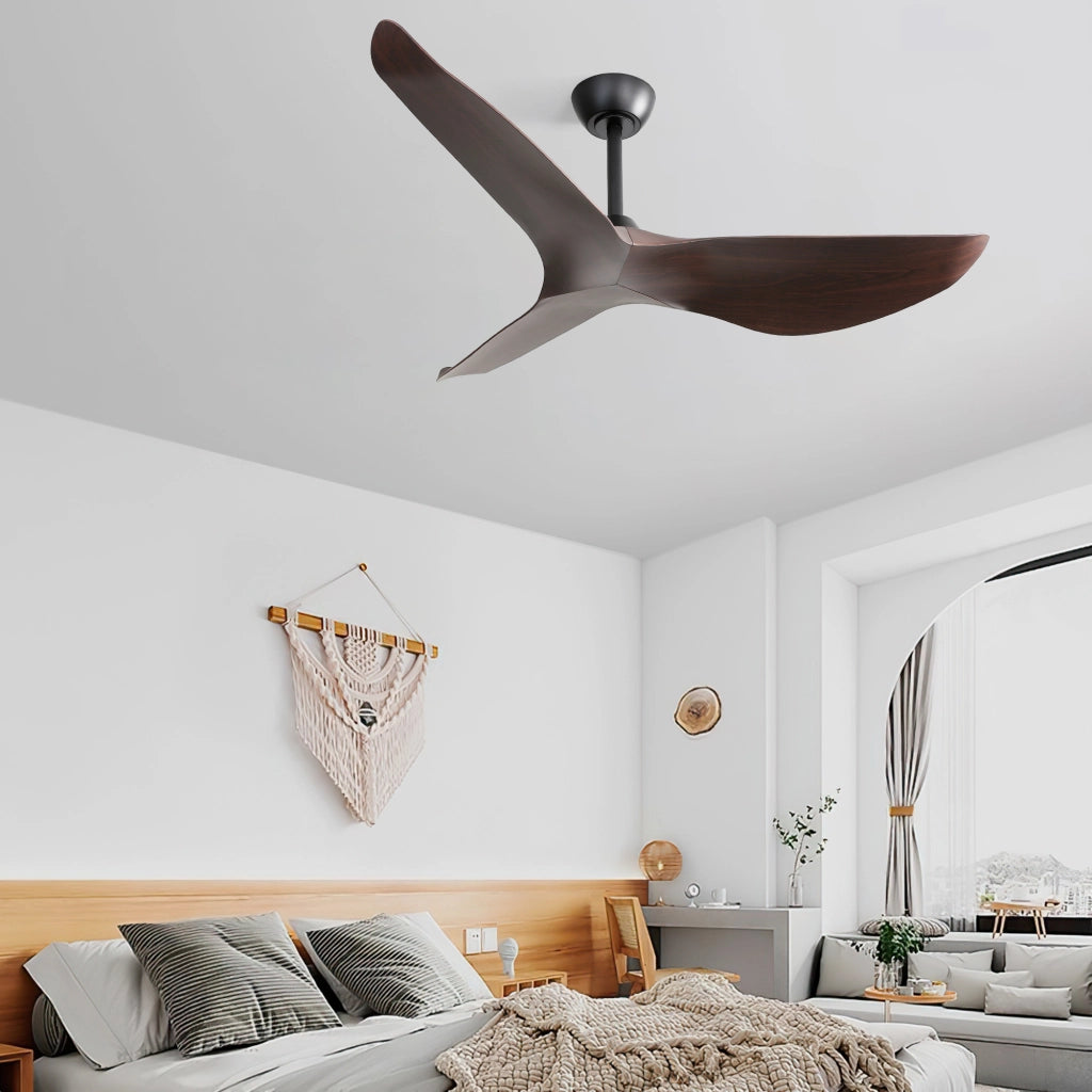 Ventilatore da soffitto 132 cm nero con 3 pale ABS, motore DC reversibile, 6 velocità e telecomando per interni