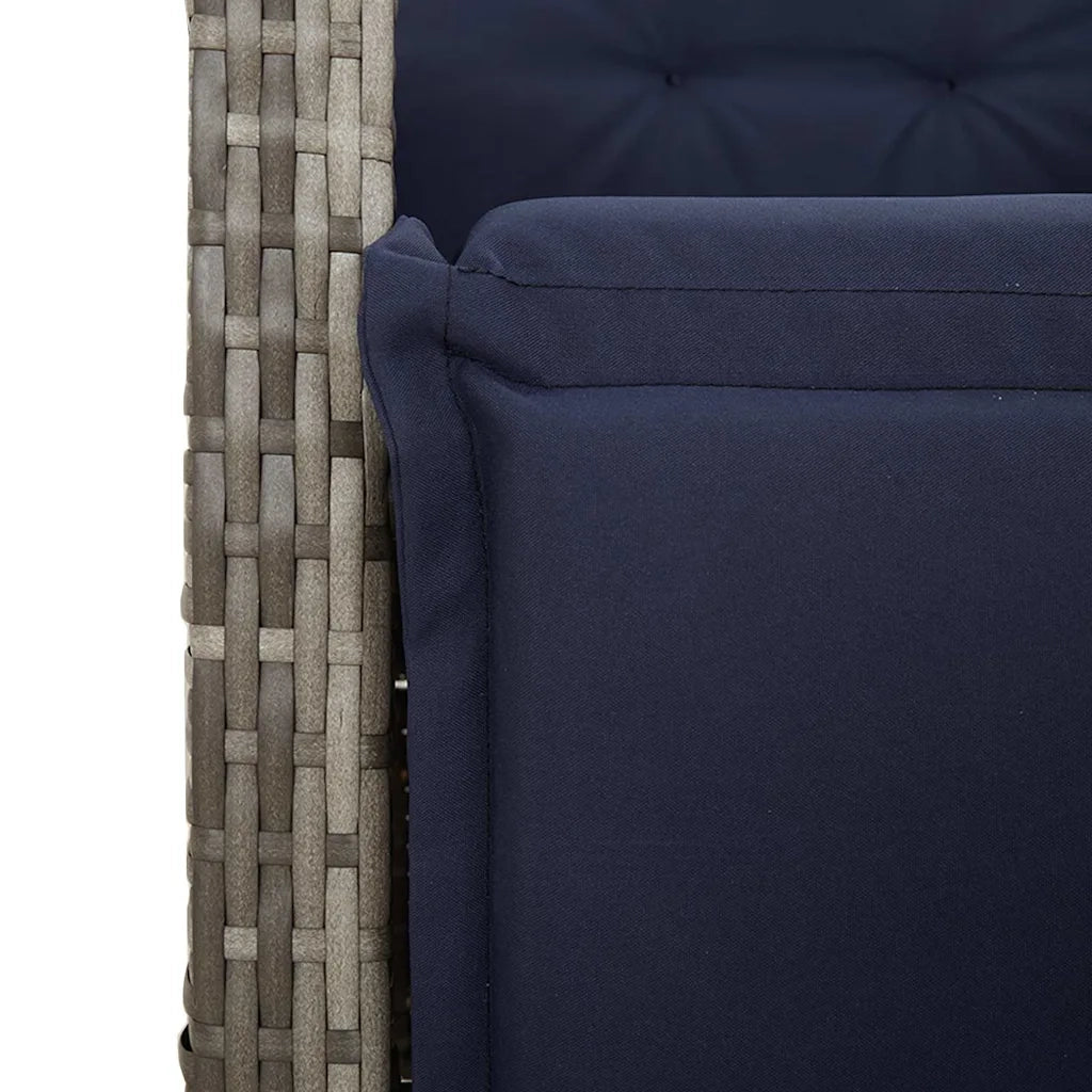 Sedia Reclinabile da Giardino con Poggiapiedi Grigia Polyrattan