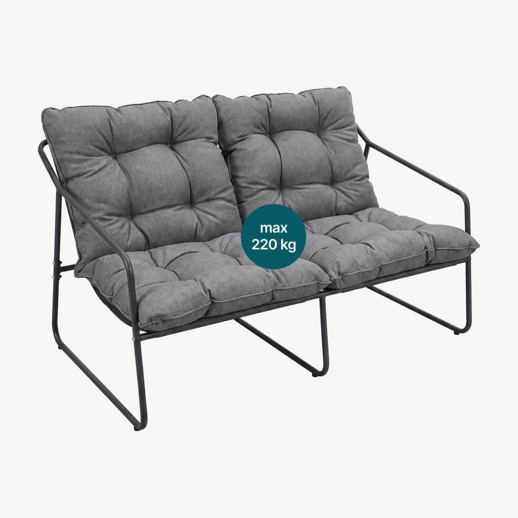 Set di 5 Mobili da Giardino Kivanta 2 Tavolini Rotondi 2 Poltrone e Divano - Grigio Scuro [en.casa]