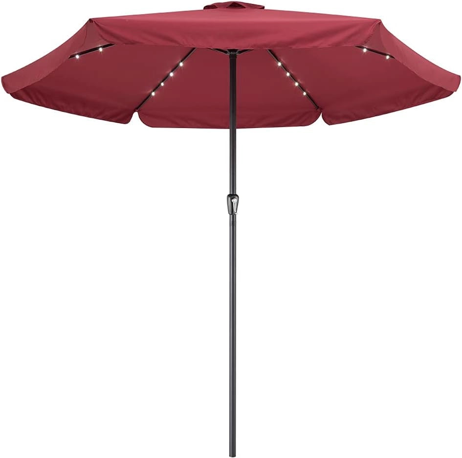 Ombrellone da Giardino 24 luci LED Ø330cm Manovella Ombrelloni Terrazza Parasole Protezione UV 80+ Antracite
