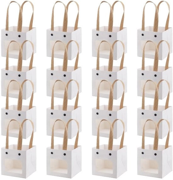 Set di regali in cartone 16 pezzi - Carta forte bianca - 20x10x10cm - Con ganci - Per compleanni/matrimoni/feste - Vetrina trasparente - Scatola di regalo