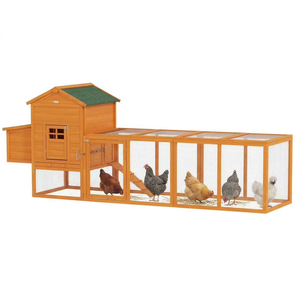 Pollai in Legno per 3-6 Galline con Tetto e Nido ¨C Zephmum ¨C 297.5x68x118 cm