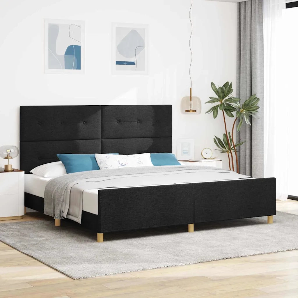 Struttura del letto con testiera Nero 200 x 200 cm Tessuto 3344755