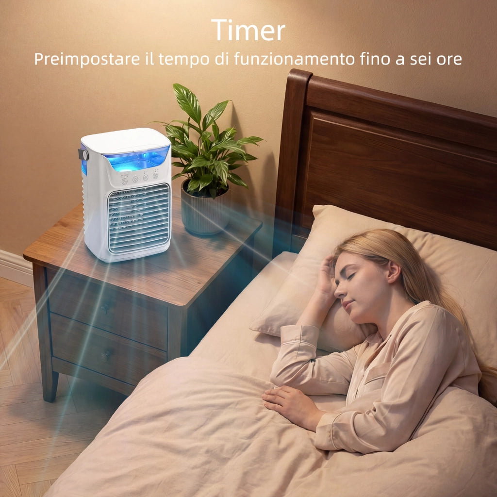 Ventilatore da Tavolo con 3 Velocità Luce RGB Funzione Nebulizzazione in ABS e PP Bianco
