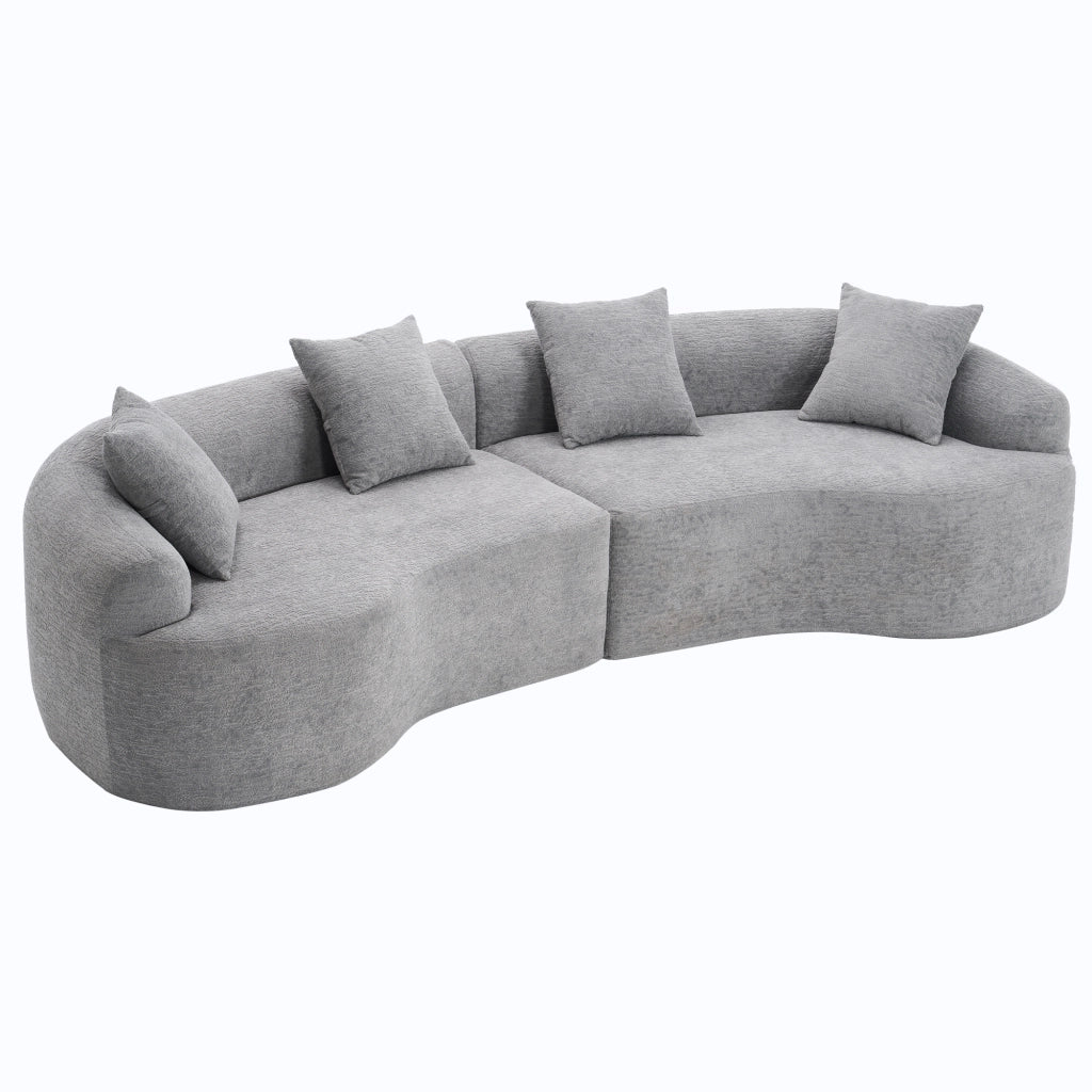 Divano angolare 4 posti - con design modulare e forma curva - in chenille - grigio
