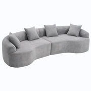 Divano angolare 4 posti - con design modulare e forma curva - in chenille - grigio
