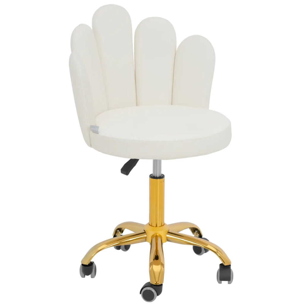 Lettino da massaggio elettrico e sgabello girevole con schienale portata 200 kg bianco/oro riscaldato oro/bianco 14_0010005