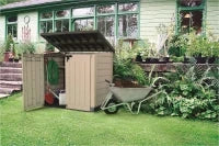 Porta Attrezzi da Giardino Store-It-Out Max, 1200L, Effetto Legno, Beige, 145,5x82x125H cm