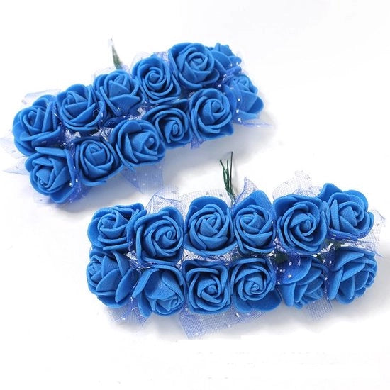Decorazione con Finte Rose di Schiuma - 24 Stuks - Bocciolo di Rosa 2 cm - Decorazione per Matrimonio e Feste - Materiale in Schiuma di Gomma