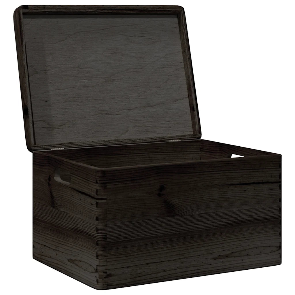 Scatola in Legno Coperchio&Manici Nera 40x30x23cm Legno di Pino 4017398
