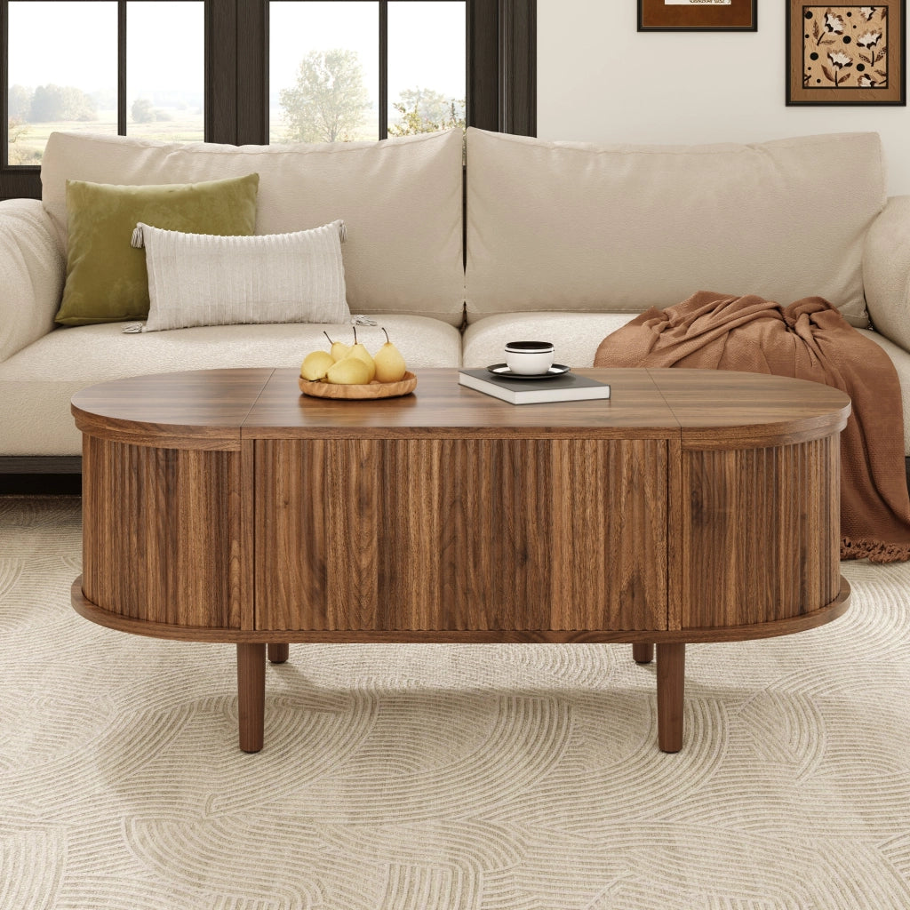TAVOLINO DA SALOTTO ALZABILE 100x48x53,5 cm MDF Noce