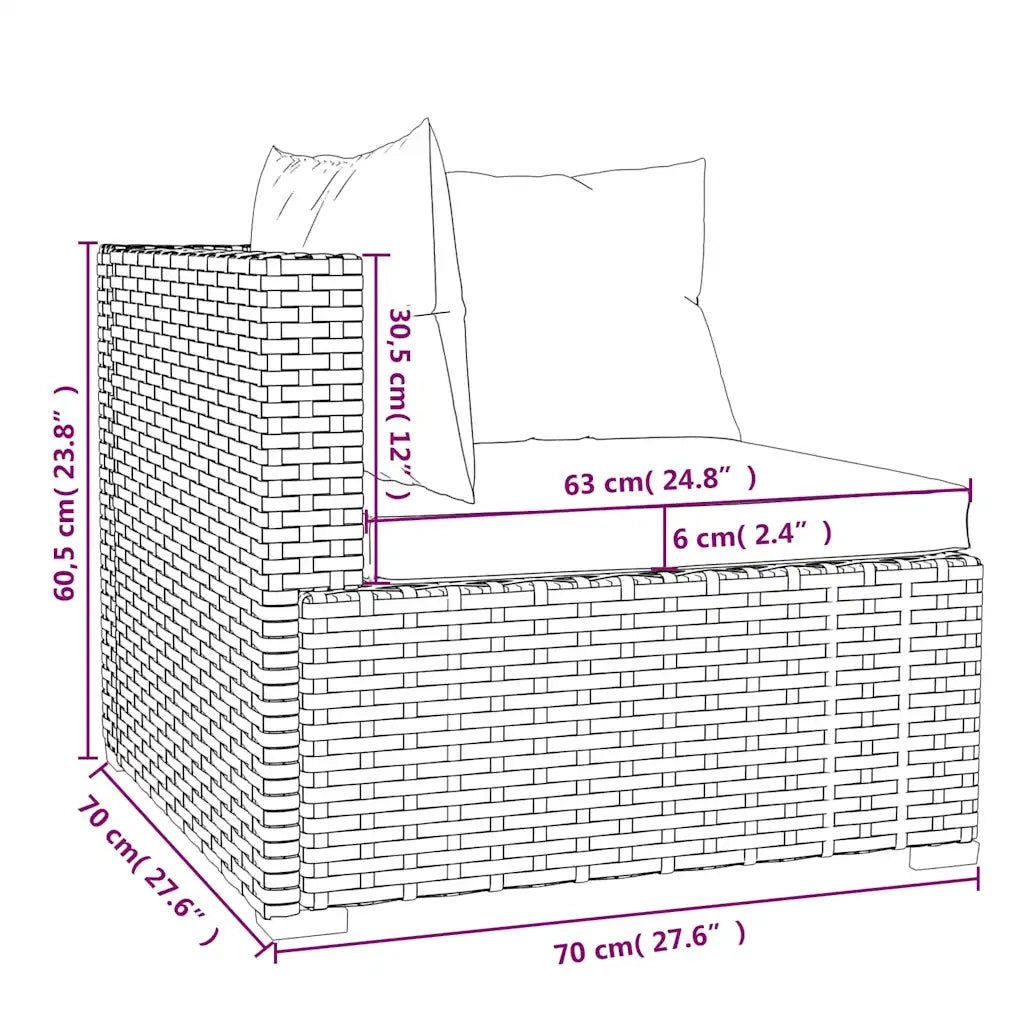 Salotto da Giardino-Set Divani da Giardino 3 pz con Cuscini in Polyrattan Marrone