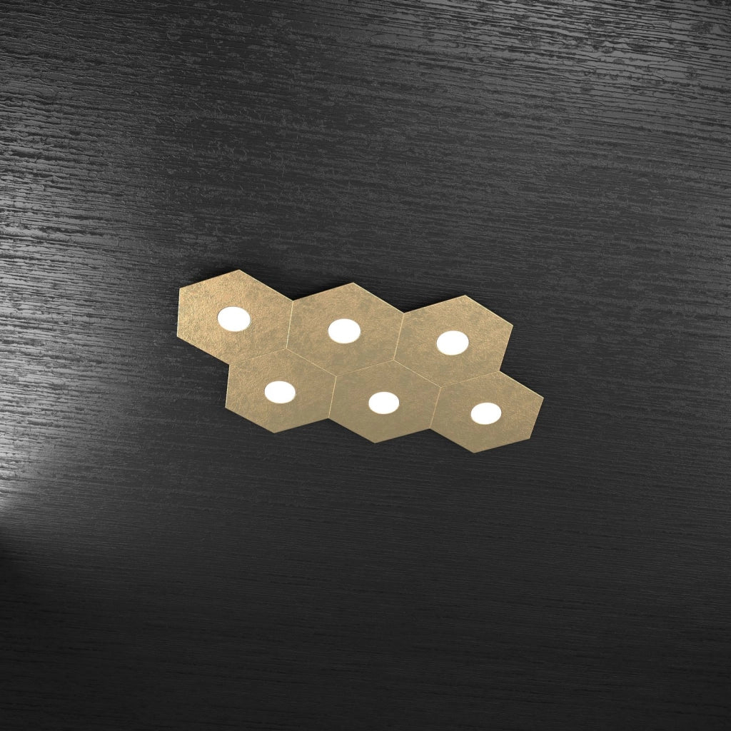 HEXAGON APPLIQUE-PLAFONIERA 6 LUCI FOGLIA ORO 1142-6L-FO