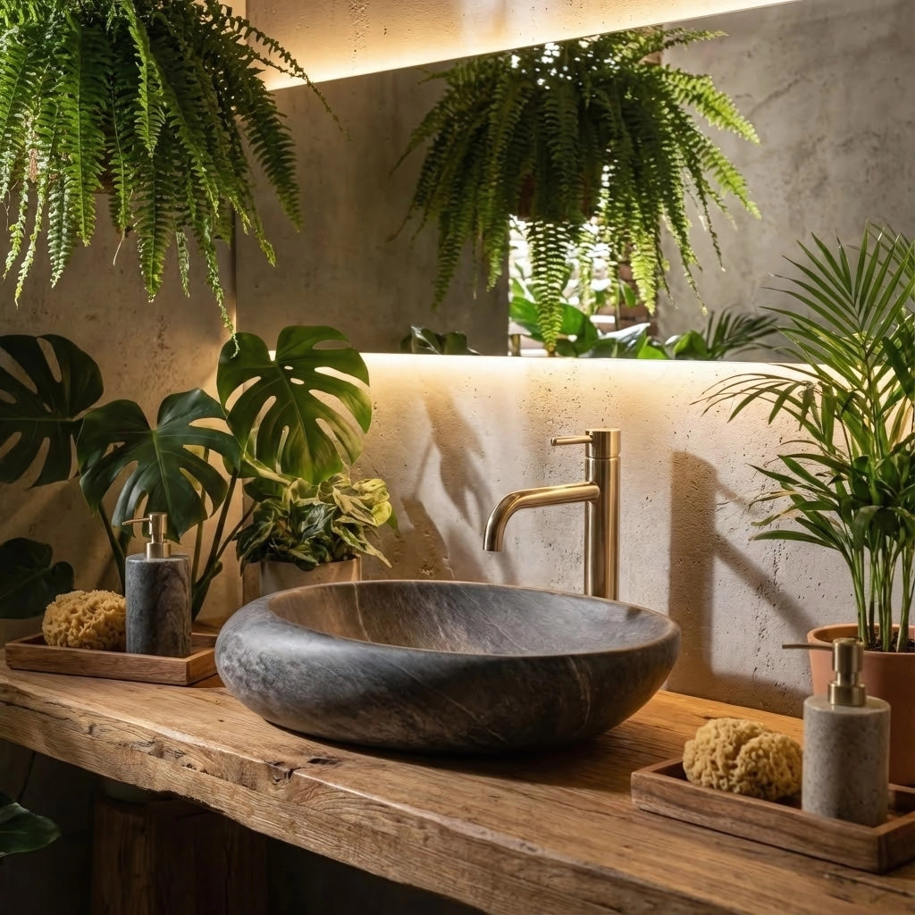 Lavabo Da Appoggio Rea Roxy A Stone D. Grey