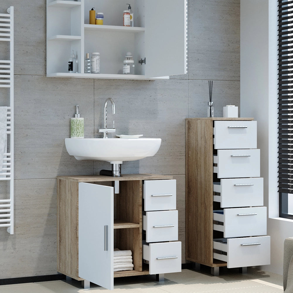 Vicco Set mobili bagno Sonoma 3 parti, con mobile midi