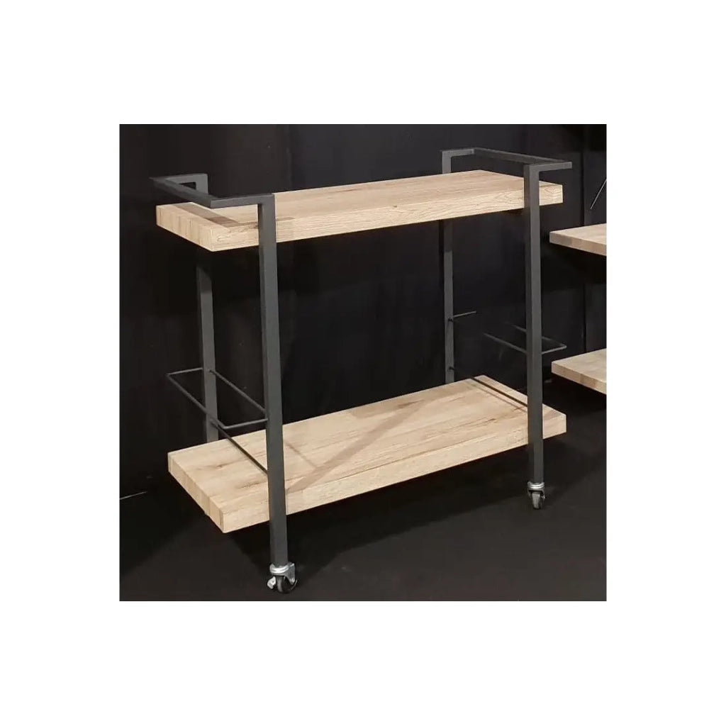 Carrello da servizio, mobile contenitore di design per cucina o sala da pranzo TROLLEY. Colori legno e nero.