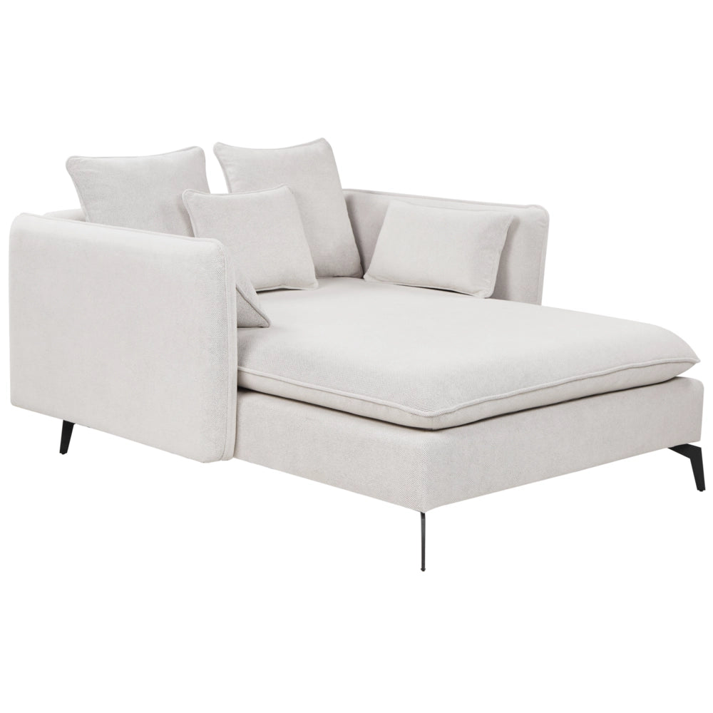 Chaise Lounge Beige Chiaro Poliestere Tessuto Imbottito Braccioli Cuscino Schienale Design Moderno Soggiorno Simmetrico