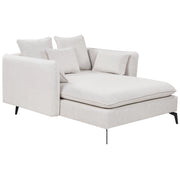 Chaise Lounge Beige Chiaro Poliestere Tessuto Imbottito Braccioli Cuscino Schienale Design Moderno Soggiorno Simmetrico