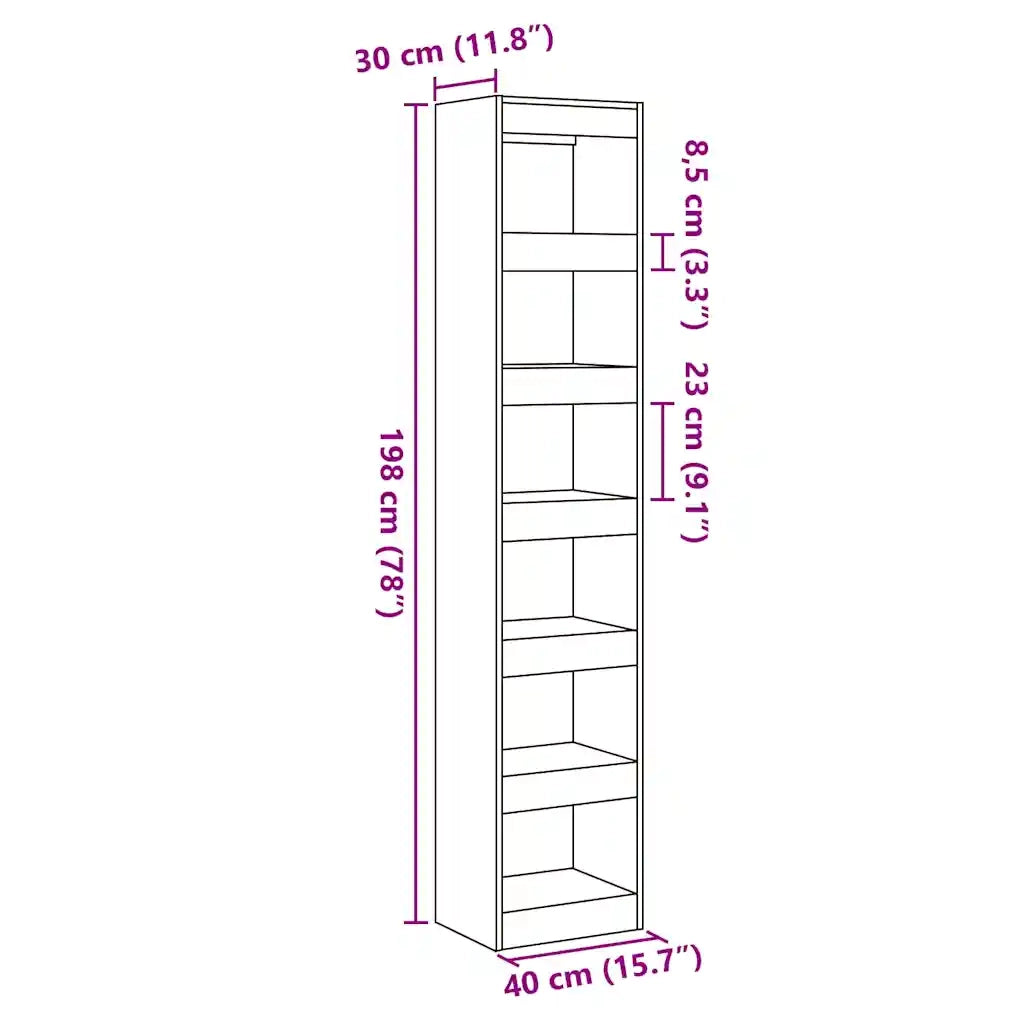 Libreria/Divisorio Legno Antico 40x30x198 cm
