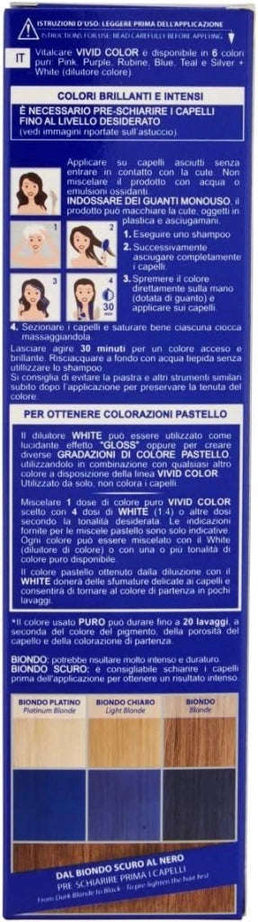 VITALCARE TINTA SEMIPERMANENTE PROFESSIONALE PER CAPELLI MORBIDI IDRATATI E LUMINOSI IN COLORE BLU 100 GR