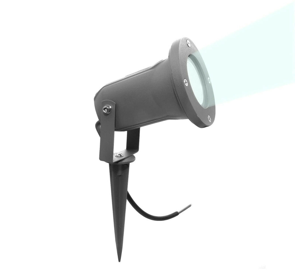 FARETTO PICCHETTO ORIENTABILE DA GIARDINO LAMPADINE GU10 IP65 IMPERMEABILE Grigio LUCE MULTICOLOR
