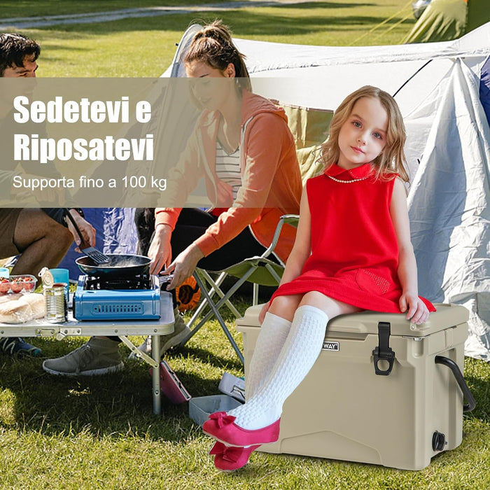 Frigorifero Portatile da 21 Litri, Frigorifero da Campeggio con Portabicchieri Integrati, Regolo e Apribottiglie, Freddo Fino 5-7 Giorni, per Barbecue, Campeggio, Picnic, Pesca