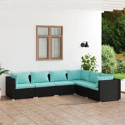 Set Divani da Giardino 6 pz con Cuscini in Polyrattan Nero cod mxl 35113