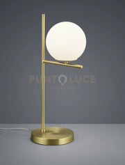 PURE LAMPADA DA TAVOLO METALLO COLORE OTTONE OPACO CON SFERA BIANCA H. 52CM 1 LUCE ATTACCO E14