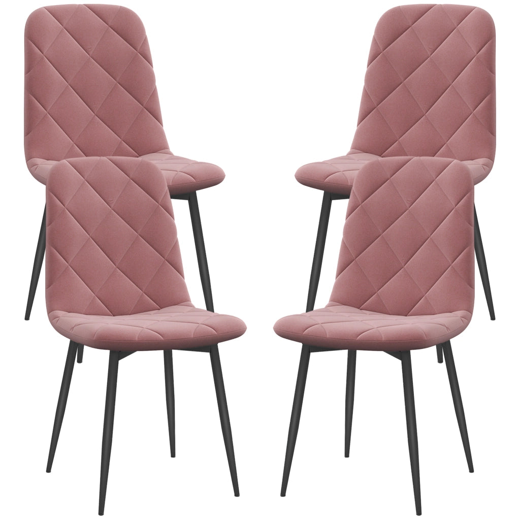 Set di 4 Sedie da Pranzo con Schienale in Velluto ¨C zephmum ¨C Rosa 45x54x87 cm