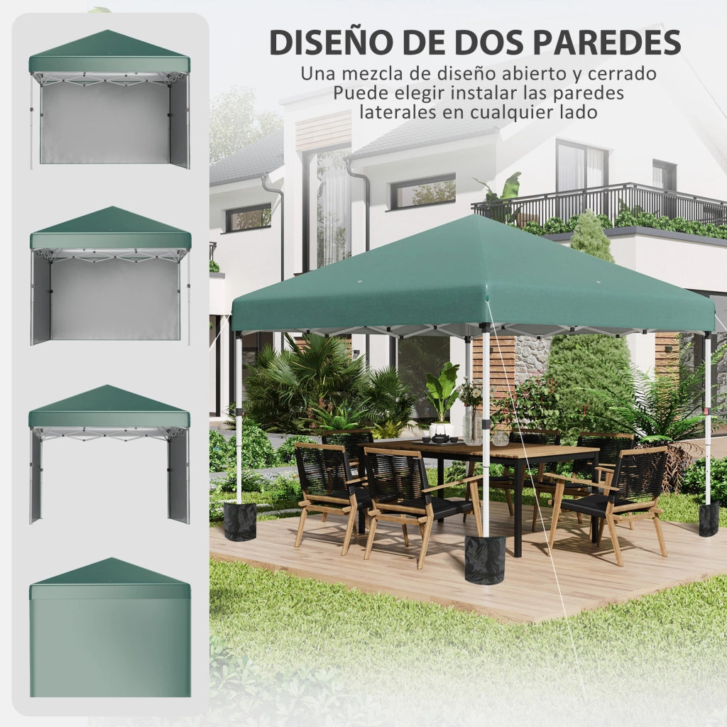 Tenda da giardino pieghevole 3x3 m con pareti laterali anti-UV ¨C zephmum ¨C Verde