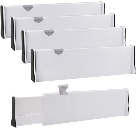 Set di 4 Adattatori di Alimentazione Regolabili per Organizzazione in Cucina, Bagno e Camera da Letto - 27,6-43,5 cm, Plastica, 10 cm Altezza