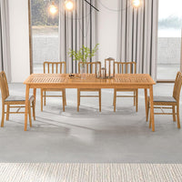 Tavolo Pranzo da Giardino a 8 Posti, Tavolo in Legno con Foro per Ombrellone 5 cm, per Giardino Patio Piscina, Portata 160 kg, 200 x 90 x 75 cm