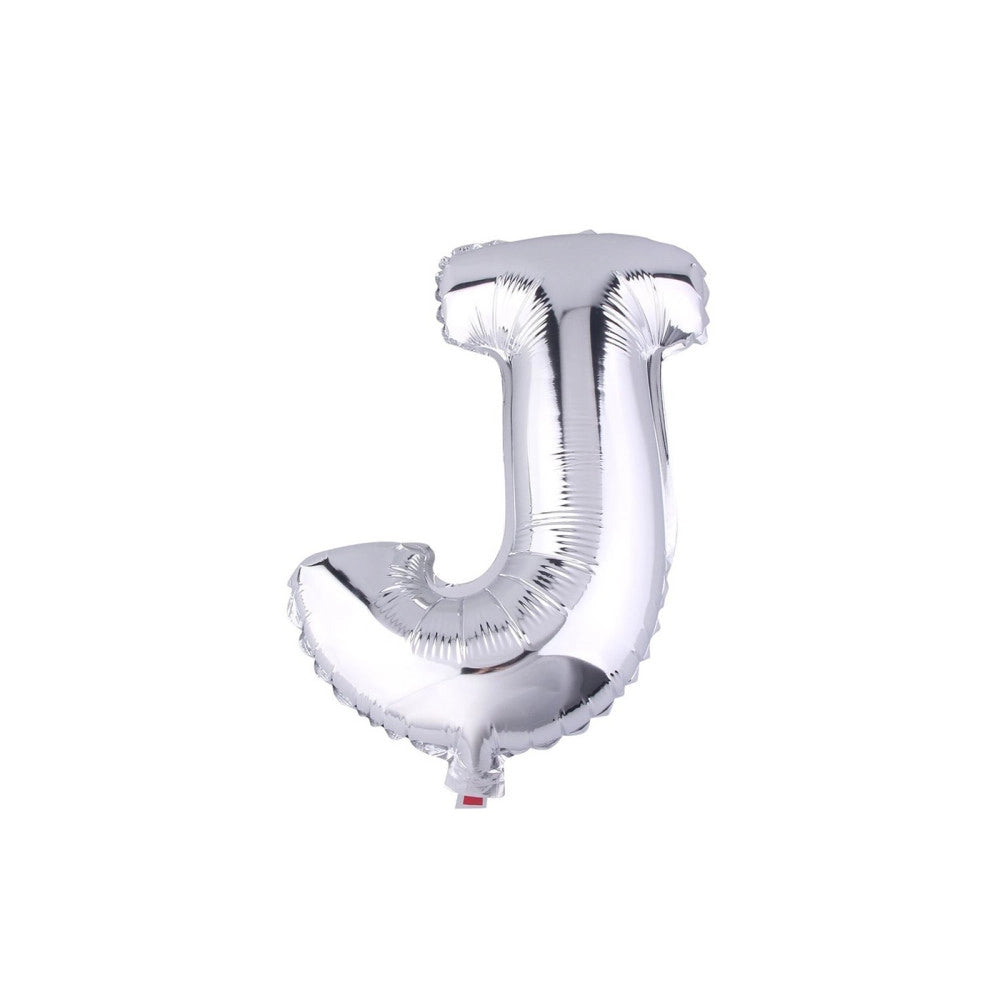 Trade Shop - Palloncino Gonfiabile Elio Lettera J Argento 35 Cm Compleanno Festa Party Casa -