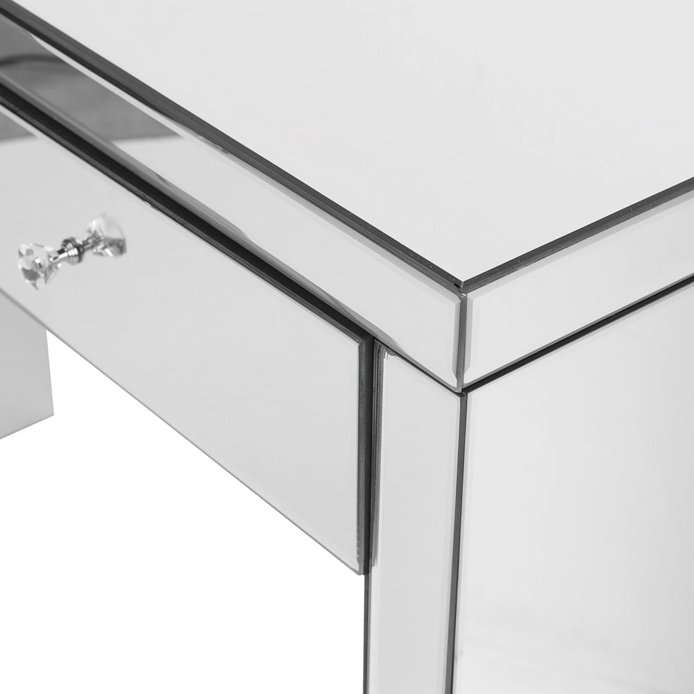 Consolle Vetro Argento 2 Cassetti Manopole Cristallo Modern Glam