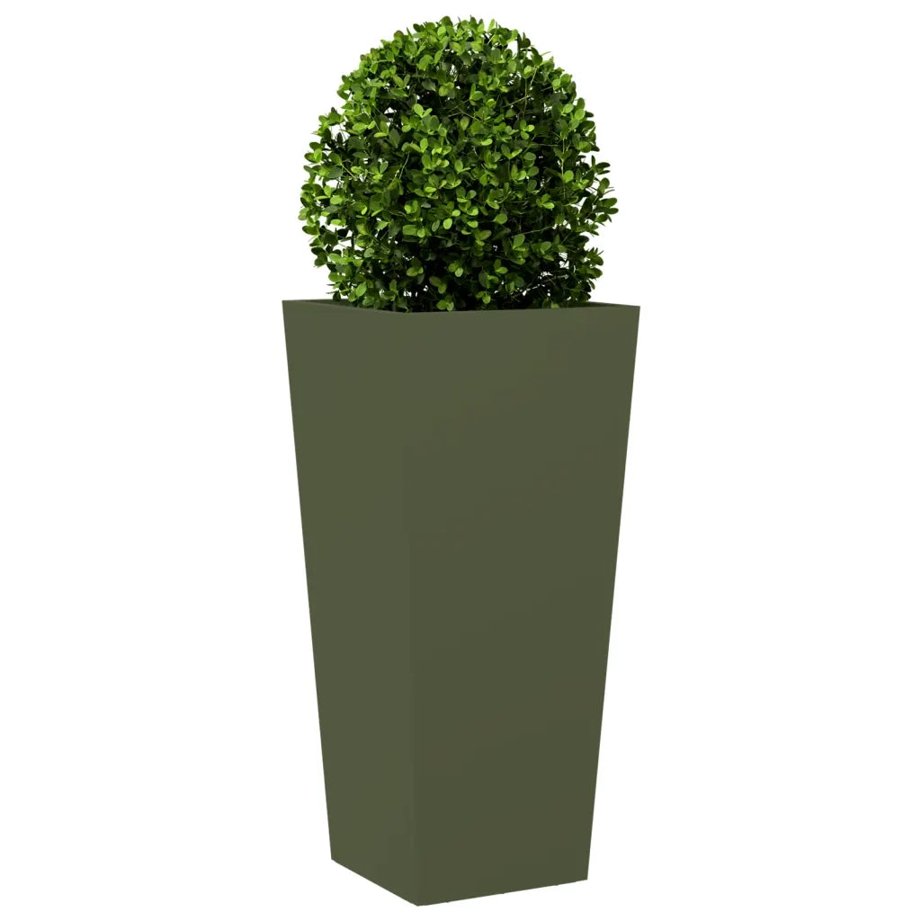 Fioriera | Cassetta per fiori | Vaso da Giardino Verde Oliva 35x35x75 cm in Acciaio