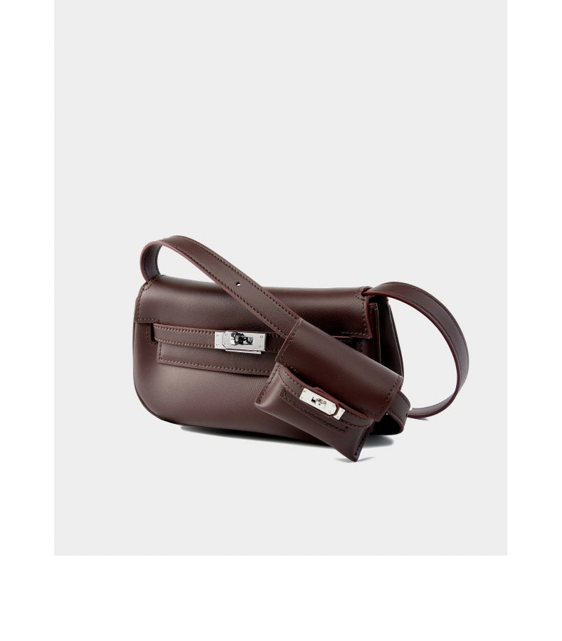Borsa a tracolla multifunzione da donna Moove Kelly Mini in vera pelle, colore viola.