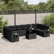 Set Divani da Giardino 11 pz con Cuscini in Polyrattan Nero