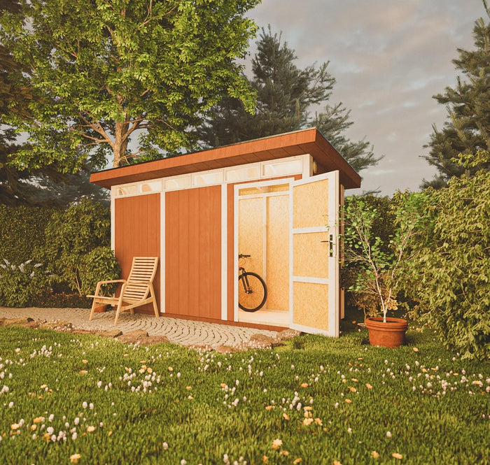 Casetta da Giardino di QUALITÃ€ PREMIUM 4,3mq-L161xW411cm - TIMBELA M902-CAVERN STEEL